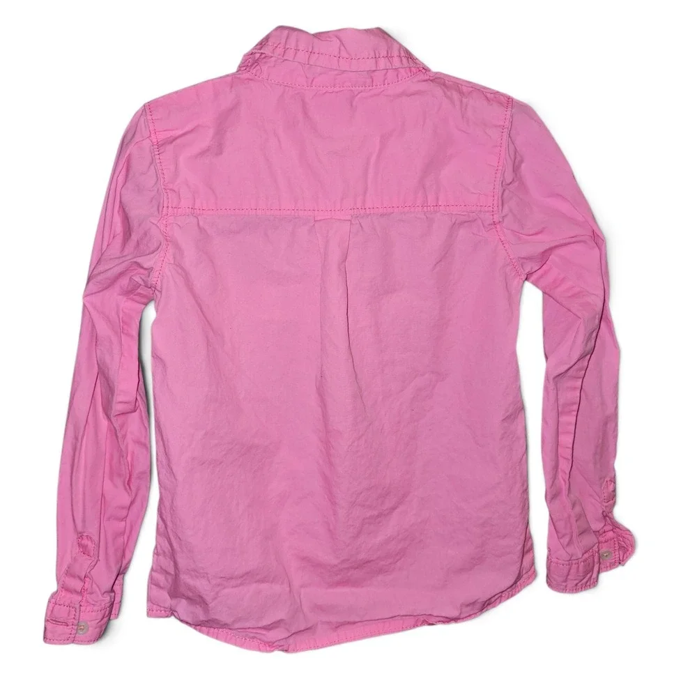 Carter's Button Down Shirt Girls Size 6 Pink Good Long Sleeve Collared Top